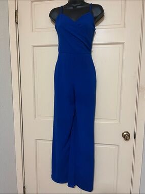 Blue Sleeveless Wide-Leg Jumpsuit